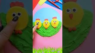 Цыплята на поляне из воздушного пластилина #поделки #своимируками #diy #творчество #цыплята