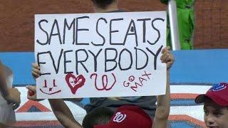 WSH@MIA: Young Nats fan holds sign for Scherzer