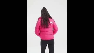 Shiny nylon pink North Face padded jacket