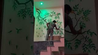 Wall painting design,wall art design, amazing wall paint ,3d tree birds ,9900415066