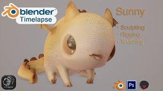 Blender timelapse - Sunny the pebble dragon