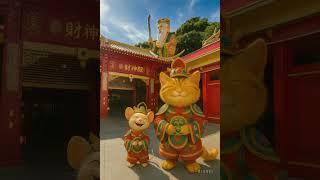 The God of Wealth has come! No wonder they are laughing so happily#shorts#Fluffy cat#travel world