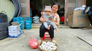 Single mom cooks nutritious fish porridge for Laura - Harvests duck eggs to sell at the market.