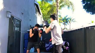 Boxing mitt work with wrestling