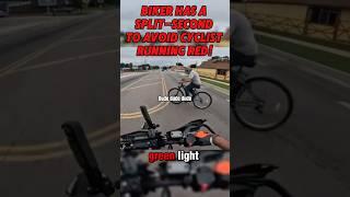 Biker Has A Split-Second To Avoid Cyclist Running Red | ​⁠@Undisclosed_Moto#motorcycle #closecall