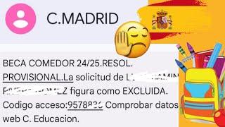 EXCLUIDA  BECA COMEDOR PROVISIONAL DE 2024/2025 MADRID  