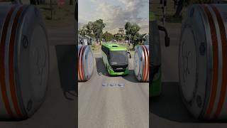 Mixed Colour Buses & Container Truck vs Bollards Crash #shorts #beamngdrive #truck