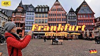 Frankfurt City walking Tour|Frankfurt Rämer 4K| Frankfurt Old Town 4K|Frankfurt Iron Bridge 4K｜