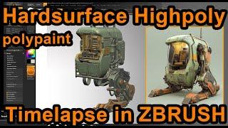 Hardsurface highpoly and polypaint timelapse in Zbrush- Mech 3D Modeling