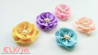 Simple Sweet Kanzashi Flower Part 1  DIY by Elysia Handmade