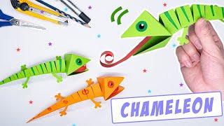 Easy origami paper MOVING CHAMELEON || origami pop it, origami fidget toy