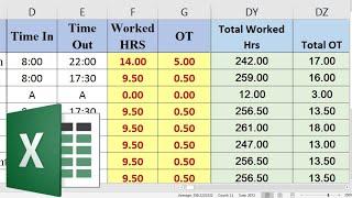 #05 Time Sheet in MS Excel | With Salary Slip | Employee Over Time | Employees Payroll | Part 1-02