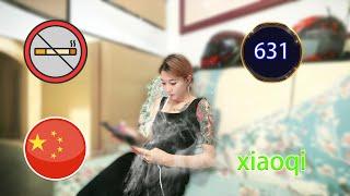 A bold tattooed biker girl. Chinese smoking girl, Xiaoqi. 631