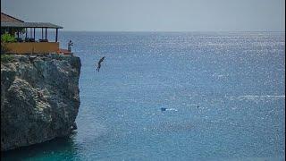 Cliff jumping in Curacao / Netherlands Antilles ( Rheinpiraten @ Caribbean Pirat Bay )