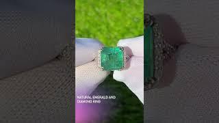 Natural emerald and diamonds ring, GIA certified, 14k white gold, www.goldaevo.com #gemstone