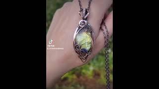 Rainbow labradorite crystal antiqued copper handmade wire wrapped pendant ZDArtisanJewelry Etsy