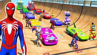 GTAV SPIDER-MAN 2, FIVE NIGHTS AT FREDDY'S, THE AMAZING DIGITAL CIRCUS Join in Epic New Stunt Racing