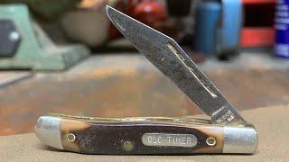 Old Timer pocket knife gets a new edge- insanely sharp blade!!!