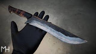 I Forged a Copper-Damascus Recurve Knife