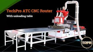 TechPro® CNC ATC CNC Router with Drilling Bank and Unloading table