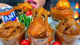 ASMR SPICY CHICKEN CURRY, CHICKEN LIVER & GIZZARD CURRY, EGG CURRY, RICE MASSIVE Eating Sounds