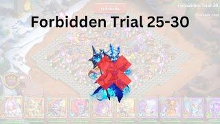 Castle Clash Forbidden Trial 25-30 | Full Setups and Drop Spots