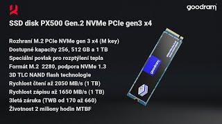 GoodRam #SSD PX500 | PCIe NVMe gen 3 x4 (M key) | formát M.2 2280 | max 2050/1650 MB/s čtení/zápis