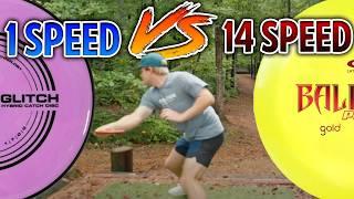 1 Vs 14 Speed Discs at the HARDEST Disc Golf Course