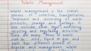 Write an essay on Waste Management | Essay Writing | English