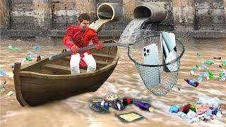 Found iPhone in Floods Searching Valuable Things Drainage Hindi Kahaniya Moral Stories Comedy Video