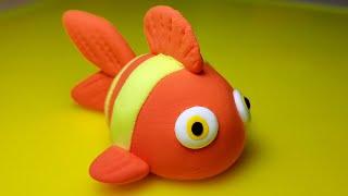 Рыбка из пластилина Лепим коралловую красную рыбку Fish Plasticine clay.