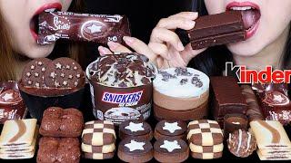 ASMR SNICKERS ICE CREAM SUNDAE, PAN DI STELLE COOKIES, TRIPLE CHOCOLATE MOUSSE CAKE, KINDER BUENO 먹방