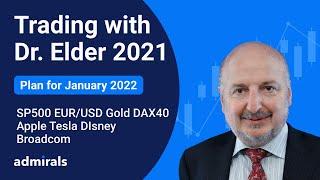 Dr. Alexander Elder 2021 / Plan for January 2022 / SP500 EURUSD Gold Oil Apple Tesla Disney Broadcom