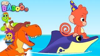 Club Baboo | Baboo and his Ichtyosaurus friend swim in the sea! | Learn about dinosaurs with Baboo