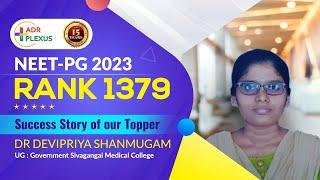 NEET PG 2023 TOPPER INTERVIEW DR. Devipriya Shanmugam  AIR 1379 UG : Govt Sivagangai Medical College