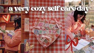 A cozy Valentine's self-care day  crafting, a picnic, trip to the bookstore and a cozy night in