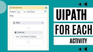 UiPath For Each Activity | For Each Loop in UiPath