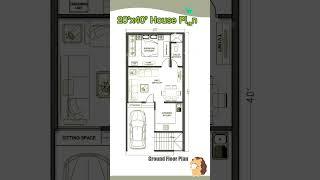 20’× 40’ house plan, East Facing with car parking, 20 by 40 home plan, 20*40 house plan, #floorplan