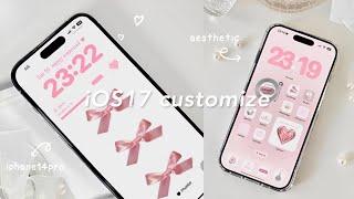 iOS 17 AESTHETIC CUSTOMIZATION!  pink theme | custom iphone theme, widgets, icons tutorial