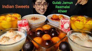 Eating Rasmalai, Kheer, Gulab Jamun, Orange Rasgulla | Big Bites | Asmr Eating | Mukbang