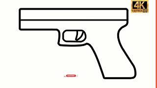 How To Draw Glock 17 pistol easy step by step