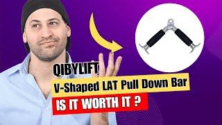 qibylift LAT Pull Down Bar, V-Shaped Rotating Straight Press Down Bar, Tricep Rope