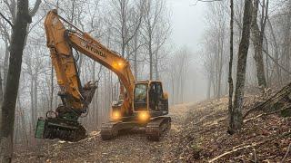 Setting up an excavator mulcher