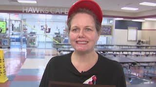 China Elementary lunch room worker wins the 12News Golden Apple Award for November