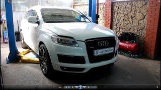 Замена передних тормозных колодок и датчиков износа на АУДИ Q7 2008 AUDI Q7 3,0 дизель #авторемонт