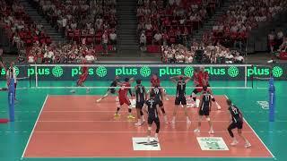 USA Volleyball Aaron Russell in USA - Poland Volleyball 2024 Paris Olympic Preparation