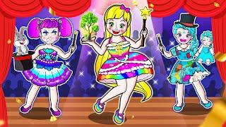 [paper doll] Poor Rapunzel vs EVIL Amy at the MAGIC School!  | Paper Dolls Dress up