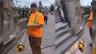 CAUGHT ON CAMERA: Power washer blast to face results in injury