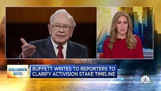 Buffett writes to reporters to clarify Activision stake timeline