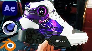 AUGMENTED REALITY FASHION TUTORIAL: 3D + After Effects : RTX 3090 GPU in Air Jordan 1s